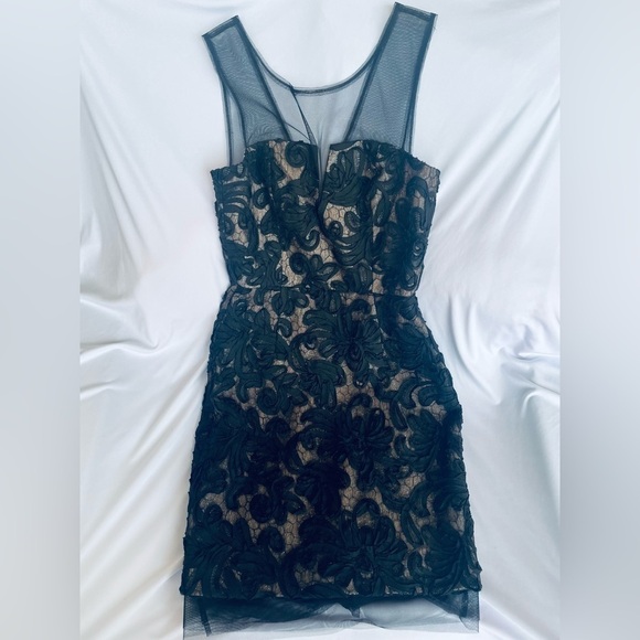 NWT BCBGMAXAZRIA Abigail Black mini Dress – Size 2 - Mesh Trim Details - Picture 6 of 11